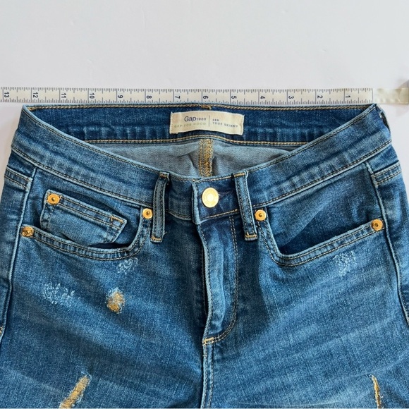 GAP Gold Distressed True Skinny Jeans size 26R - Picture 3 of 7